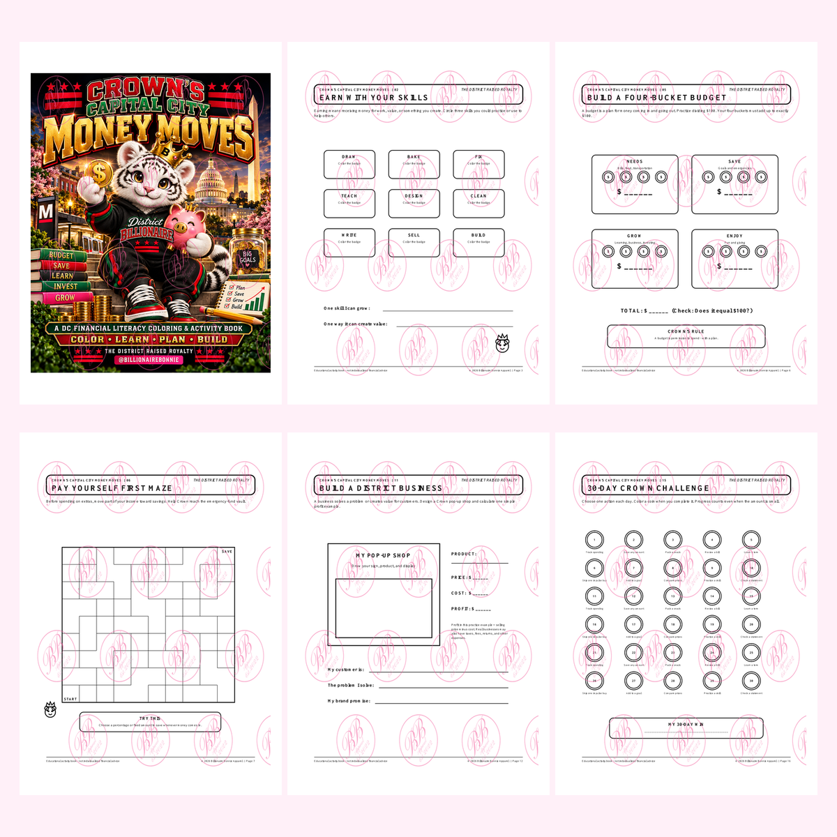 Crown’s Capital City Money Moves | Financial Literacy Coloring & Activity Book | Printable Money Workbook for Everyone