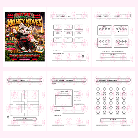 Crown’s Capital City Money Moves | Financial Literacy Coloring & Activity Book | Printable Money Workbook for Everyone