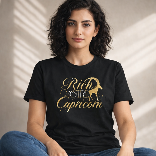 Rich Girl Capricorn Tee — Women’s Graphic Cotton T‑Shirt