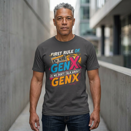 🖤 First Rule of Gen X – We Don’t Talk About Gen X | Retro Graphic Tee