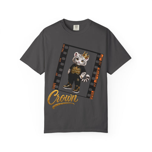 His name is Crown T-Shirt — Cute White Tiger Graphic Tee with Crown & 'Born to Be a Billionaire' Design