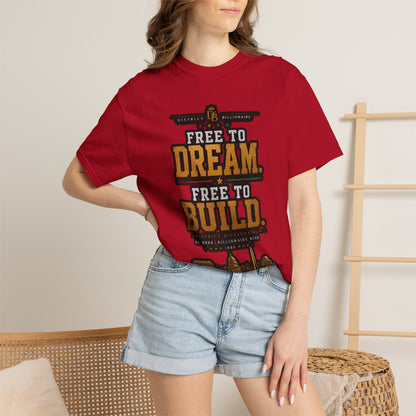 T-Shirt — Free to Dream, Free to Build Vintage Industrial Graphic