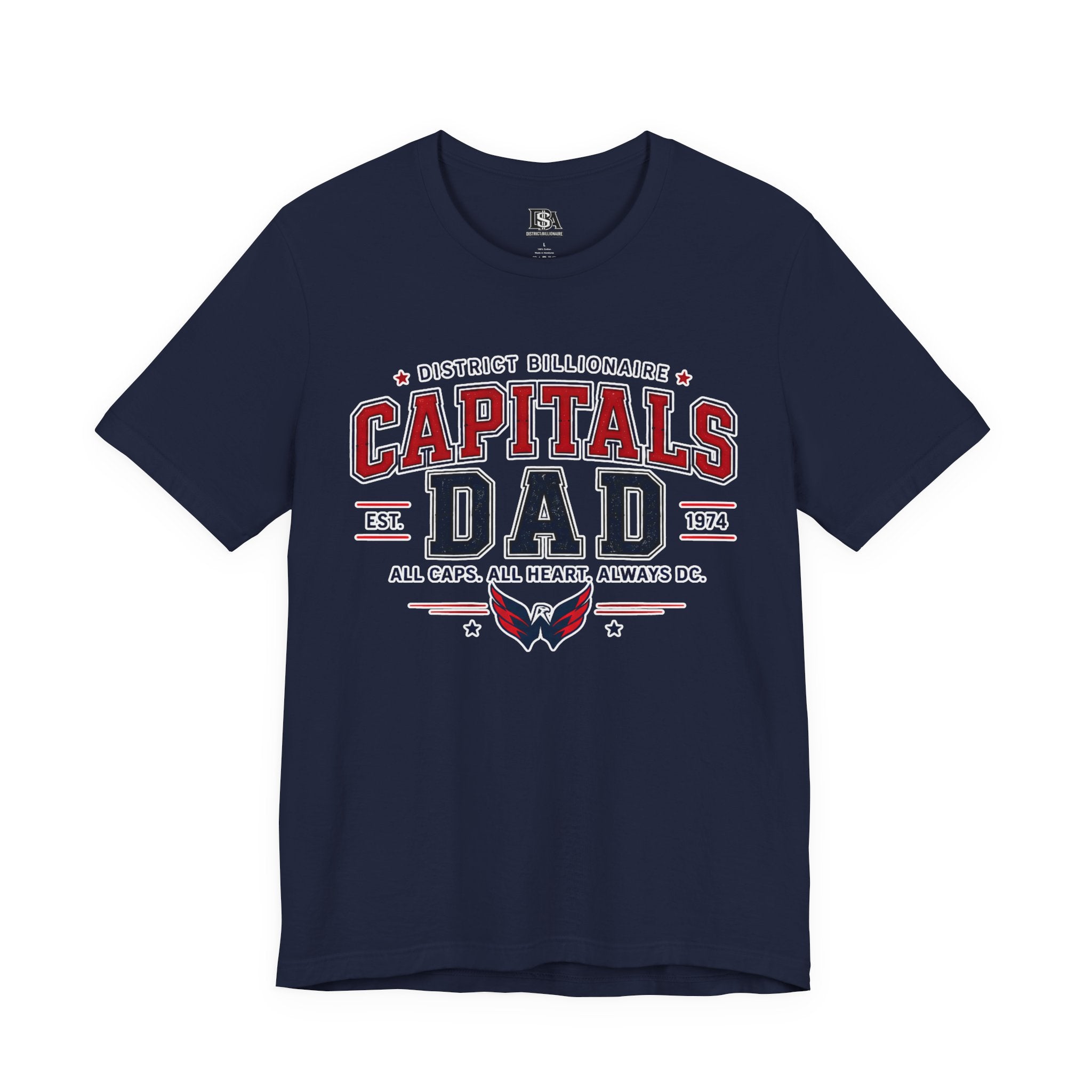 Capitals Dad T-Shirt — Washington D.C. Hockey Father’s Day Tee (All Caps, All Heart)