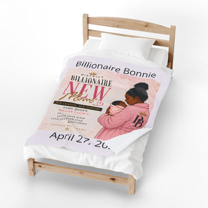 Personalized "District Billionaire New Mom" Keepsake (Custom Name & Date) - Plush Blanket