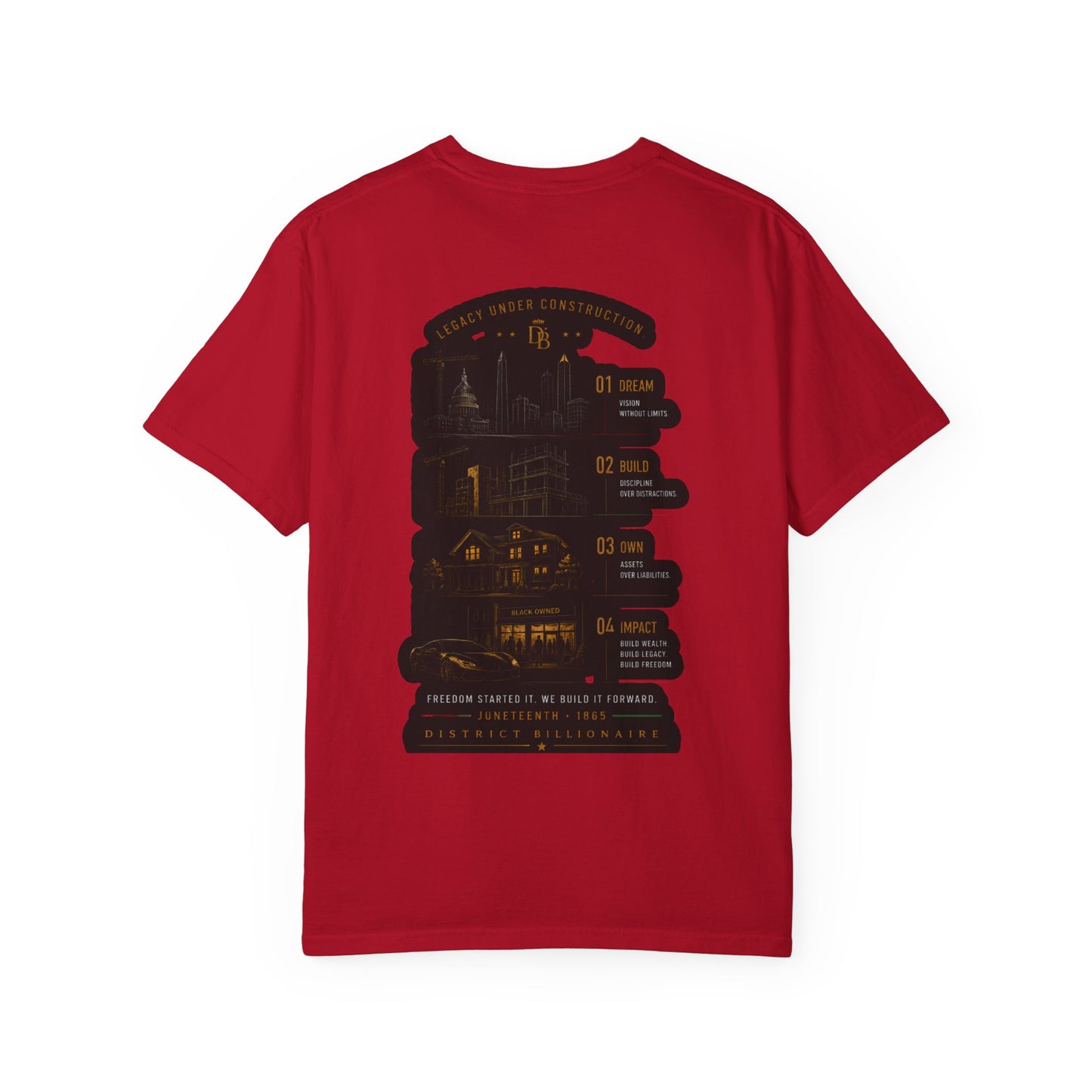 T-Shirt — Free to Dream, Free to Build Vintage Industrial Graphic