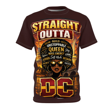 Straight Outta DC Tee — Afrocentric 'Queen' Graphic All-Over Print