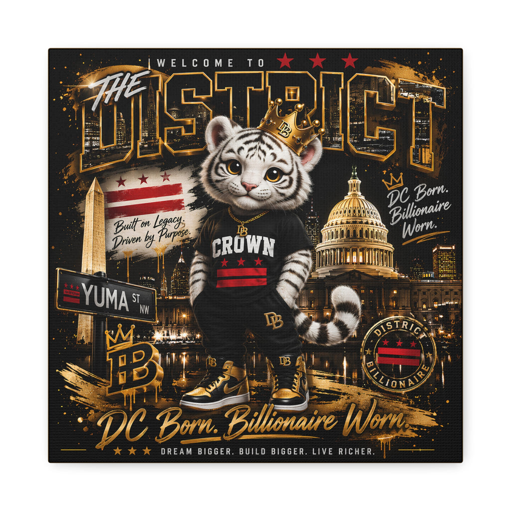 CROWN Canvas Print — “DC Born. Billionaire Worn.” Matte Stretched Wall Art