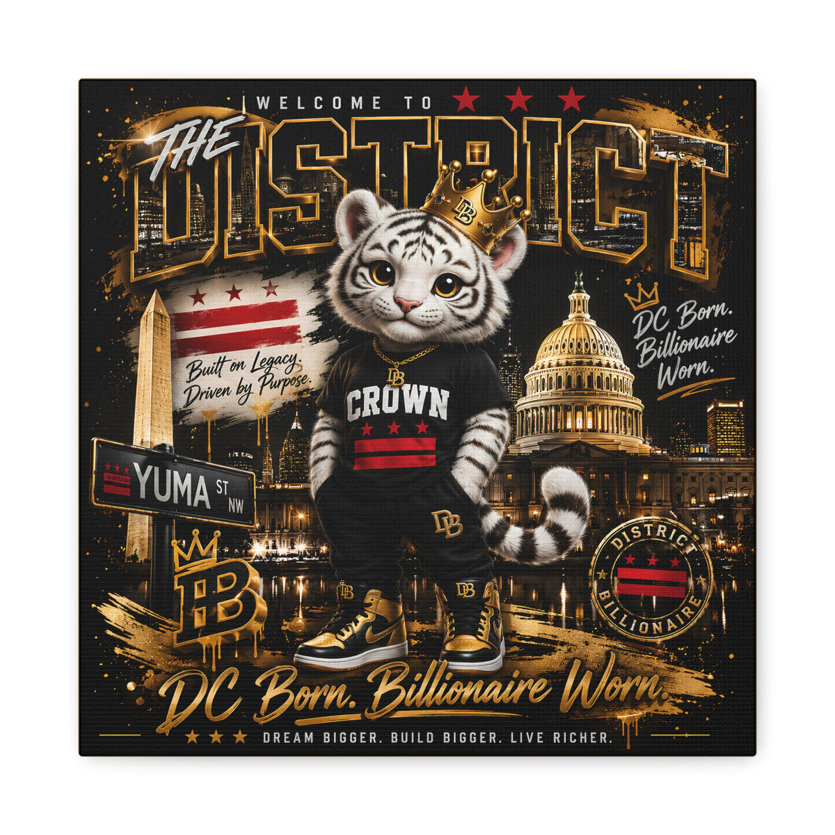 CROWN Canvas Print — “DC Born. Billionaire Worn.” Matte Stretched Wall Art