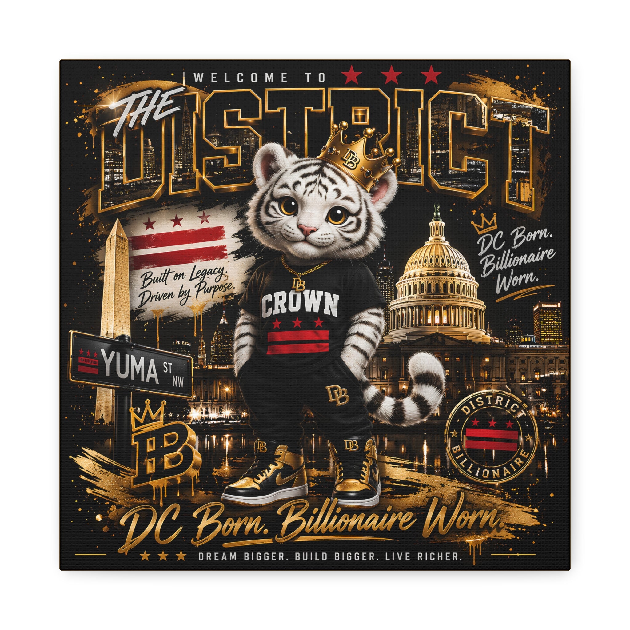 CROWN Canvas Print — “DC Born. Billionaire Worn.” Matte Stretched Wall Art