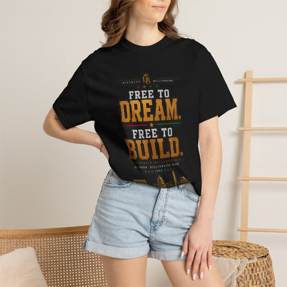 T-Shirt — Free to Dream, Free to Build Vintage Industrial Graphic