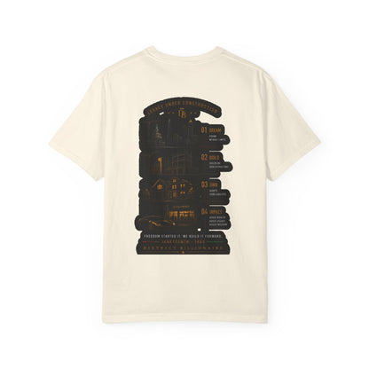 T-Shirt — Free to Dream, Free to Build Vintage Industrial Graphic