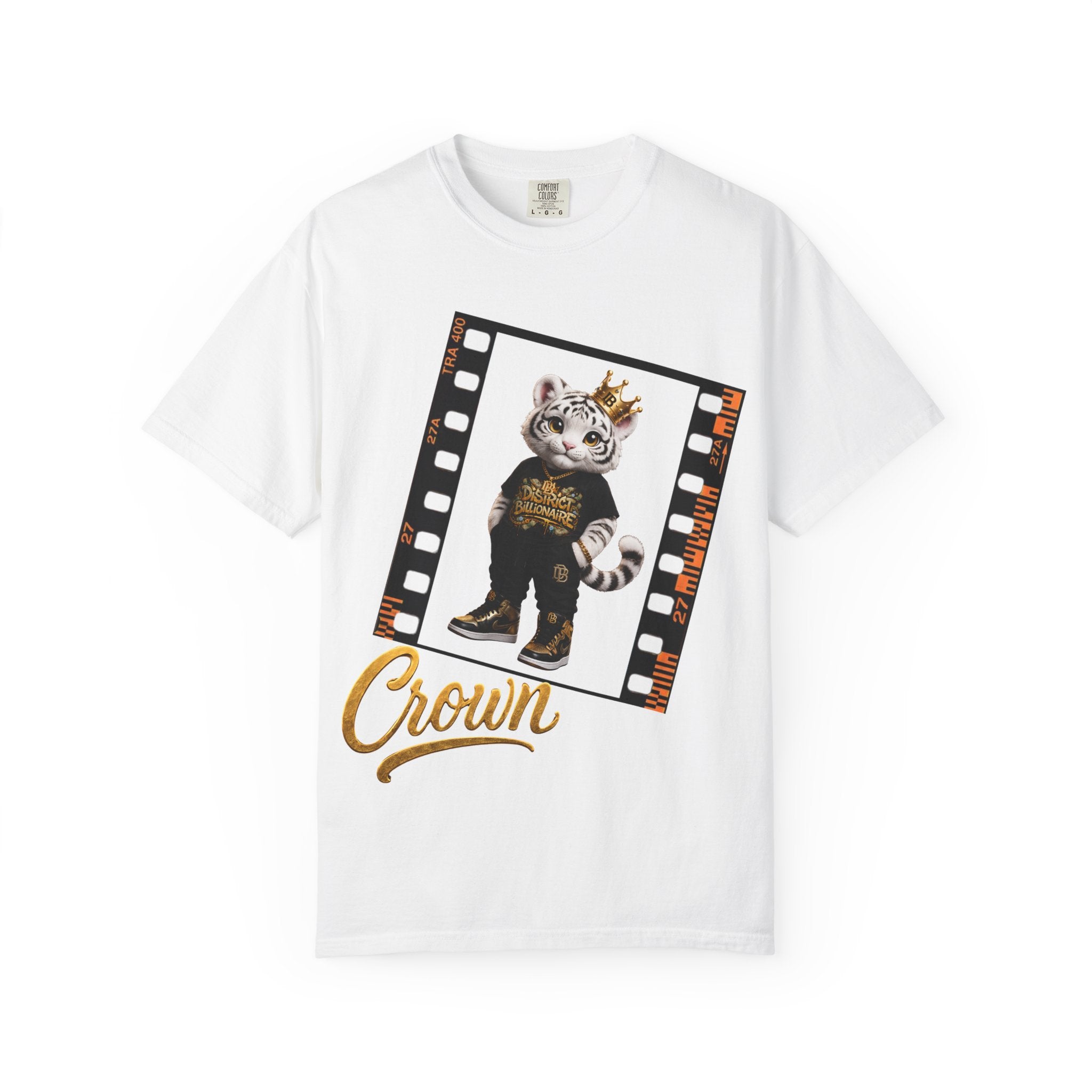 His name is Crown T-Shirt — Cute White Tiger Graphic Tee with Crown & 'Born to Be a Billionaire' Design