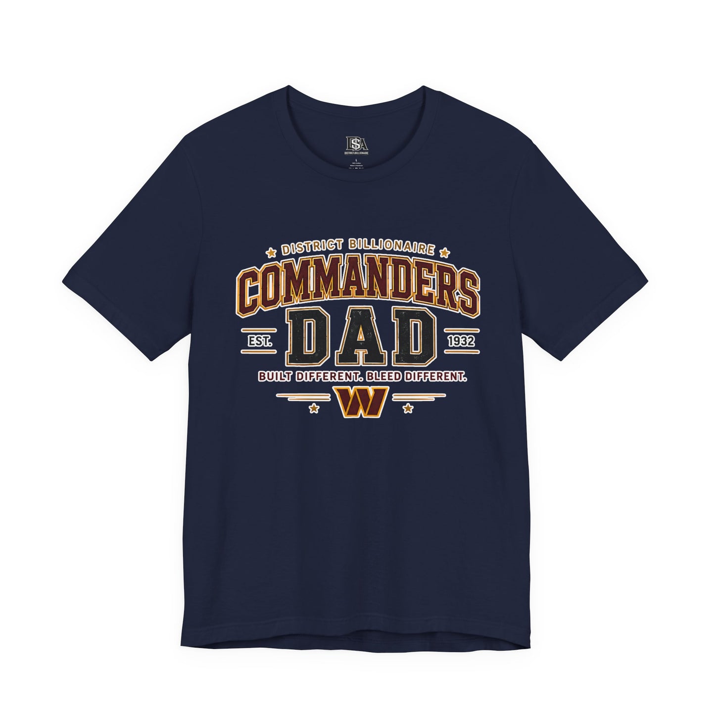 Commanders Dad T-Shirt — Built Different Football Dad Tee