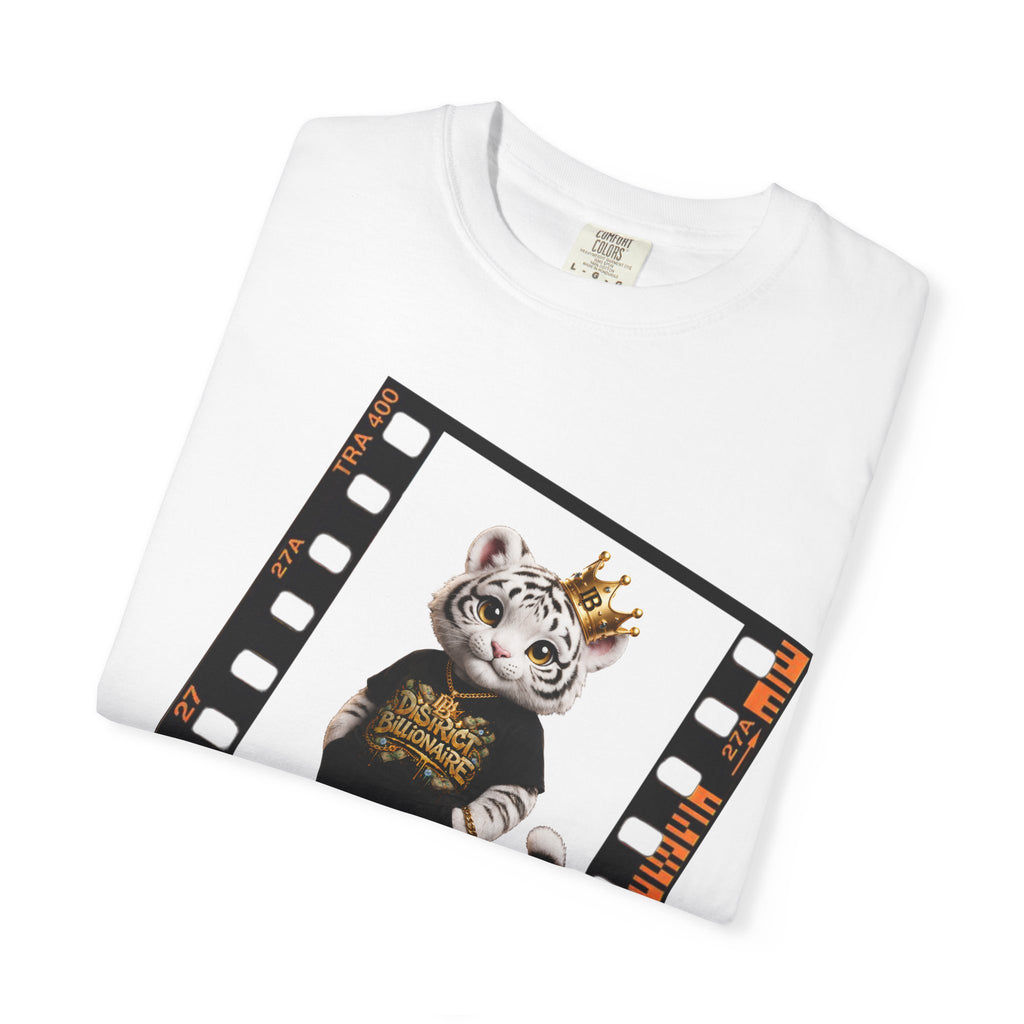 His name is Crown T-Shirt — Cute White Tiger Graphic Tee with Crown & 'Born to Be a Billionaire' Design