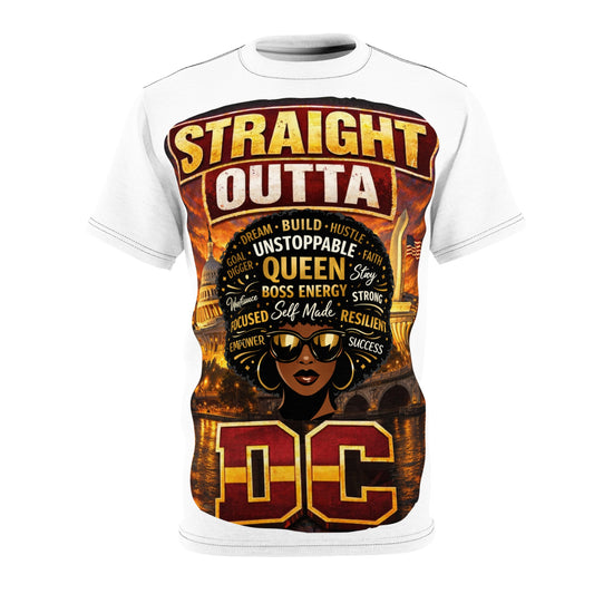Straight Outta DC Tee — Afrocentric 'Queen' Graphic All-Over Print