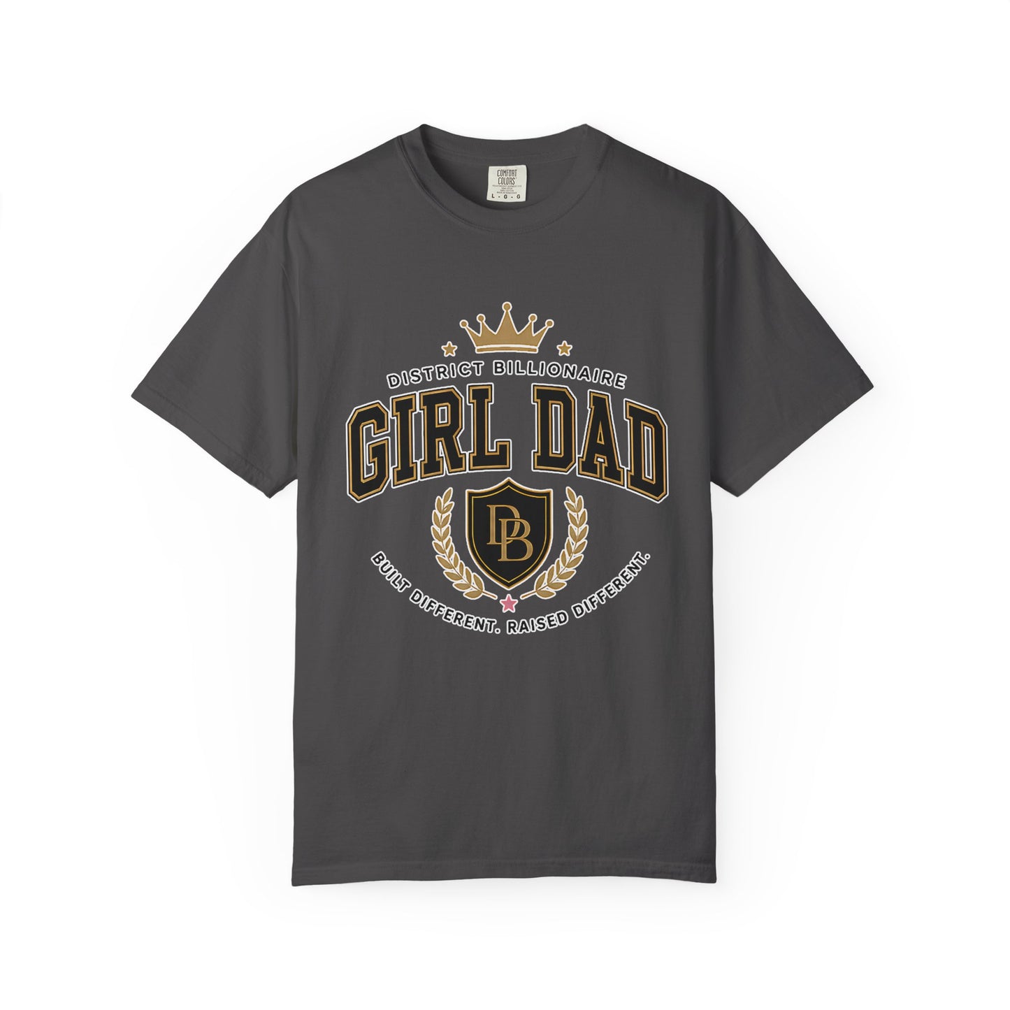 Girl Dad T-Shirt — Vintage Crest ‘District Billionaire’ Dad Tee