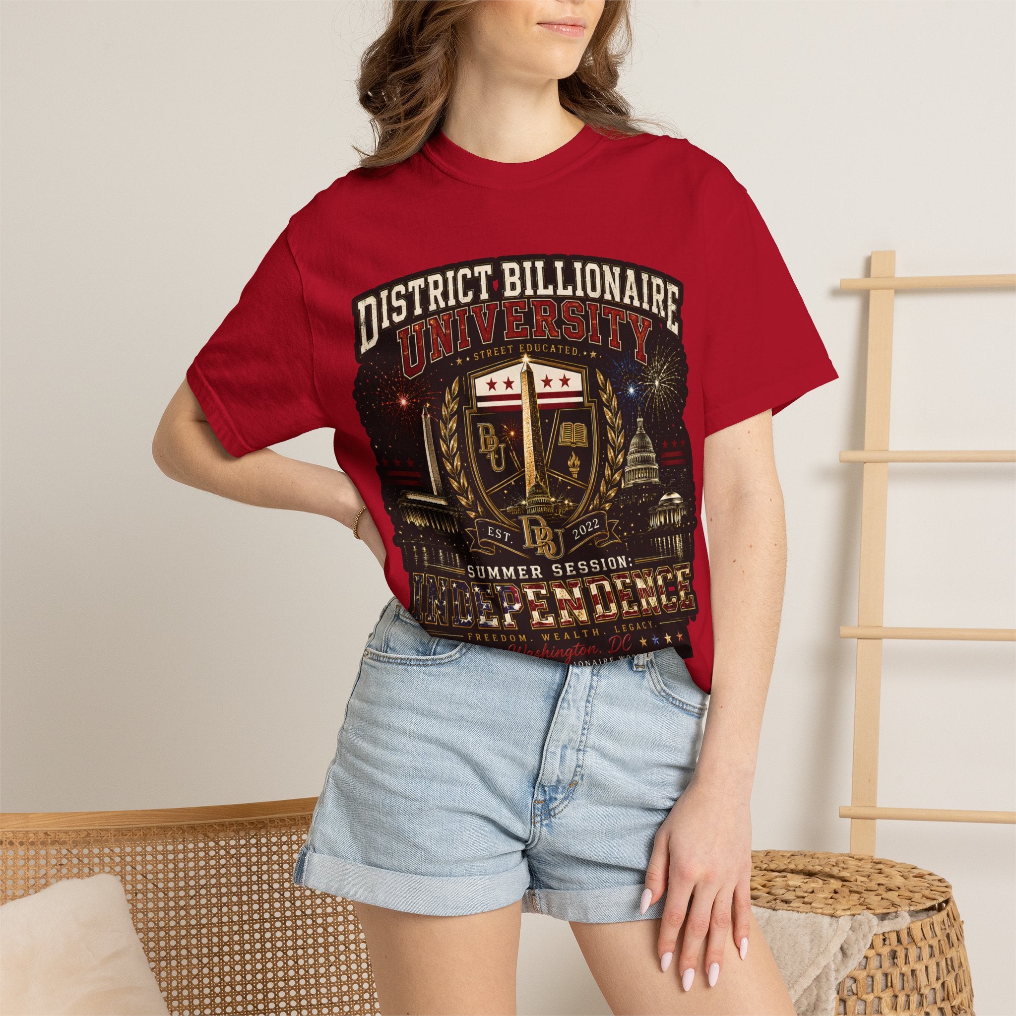 District Billionaire University Graphic T-Shirt — Vintage Collegiate Summer Session Tee