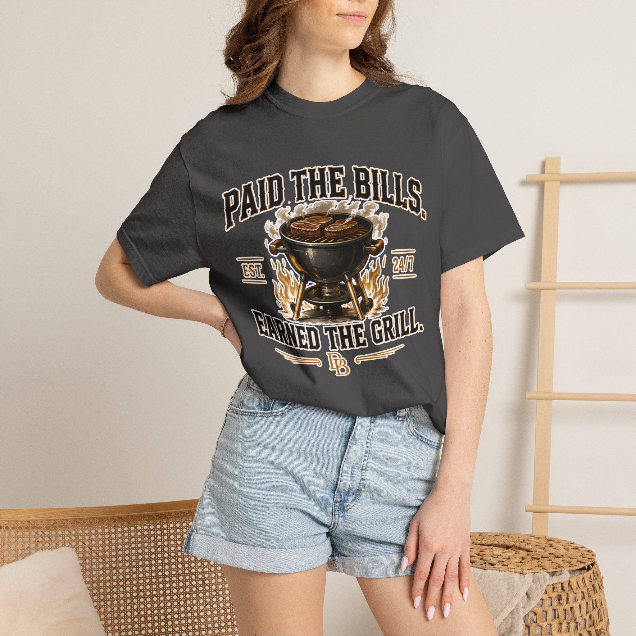 Paid the Bills, Earned the Grill T-Shirt — BBQ Grill Graphic Tee