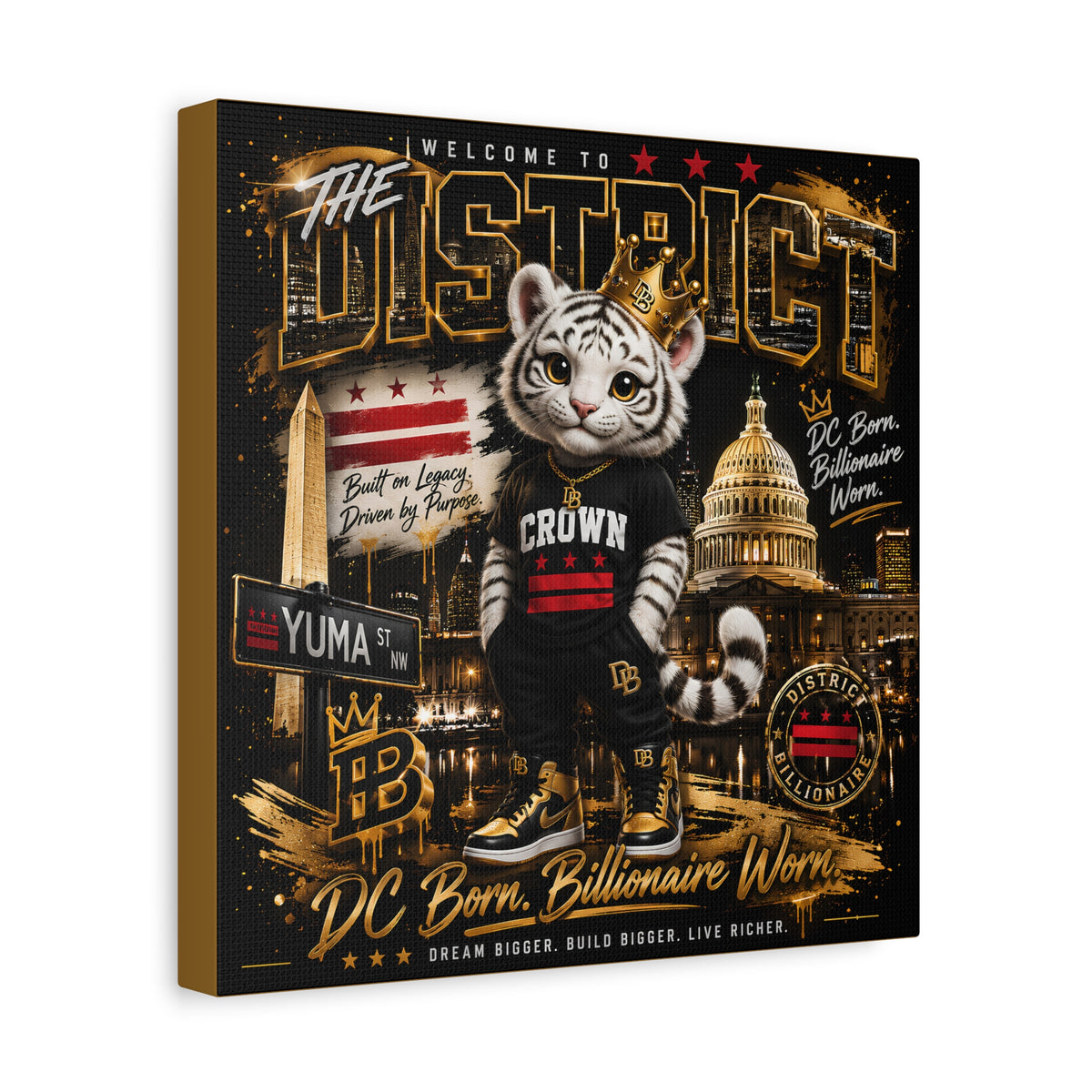 CROWN Canvas Print — “DC Born. Billionaire Worn.” Matte Stretched Wall Art