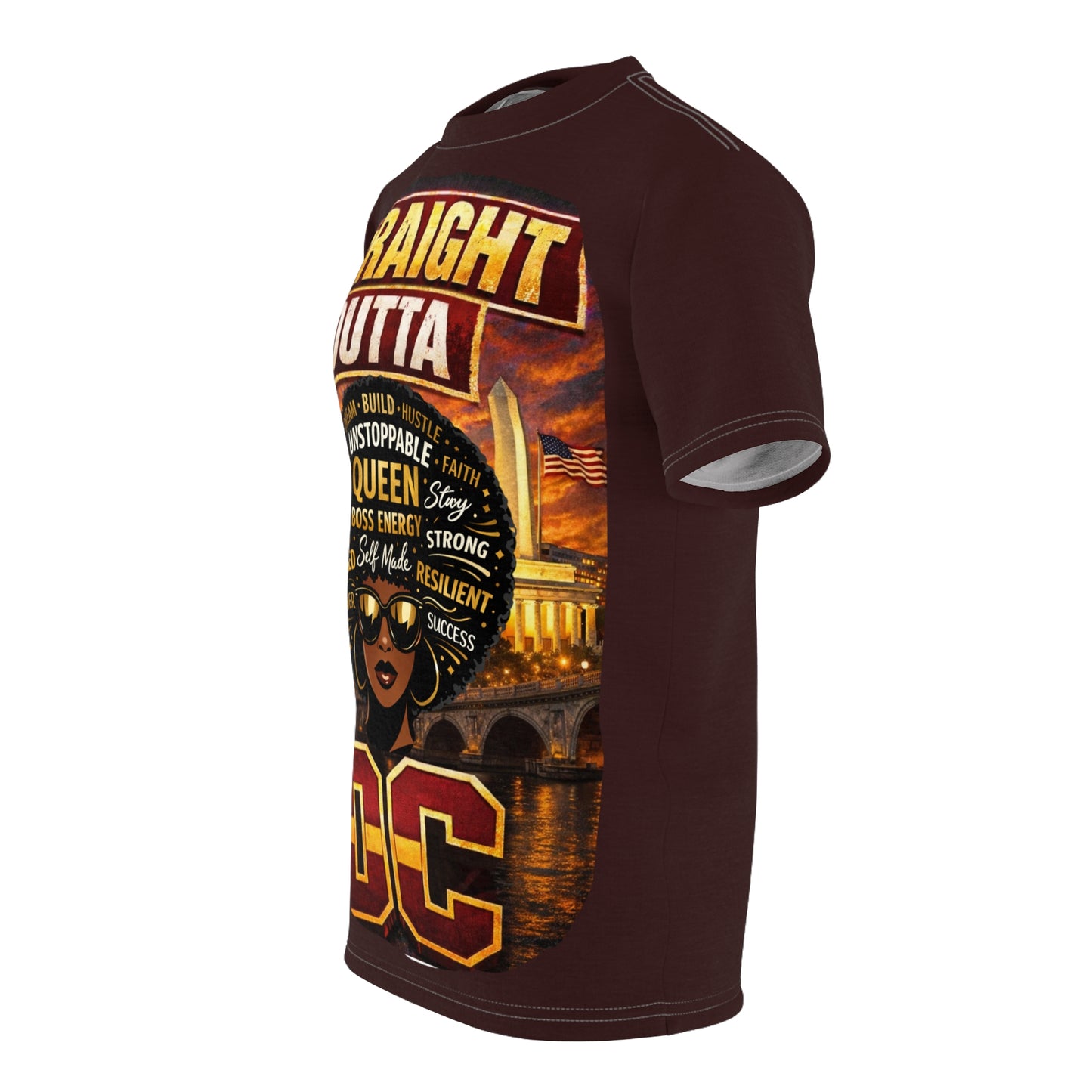 Straight Outta DC Tee — Afrocentric 'Queen' Graphic All-Over Print
