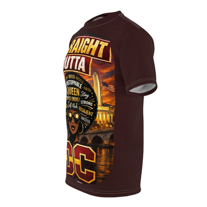 Straight Outta DC Tee — Afrocentric 'Queen' Graphic All-Over Print