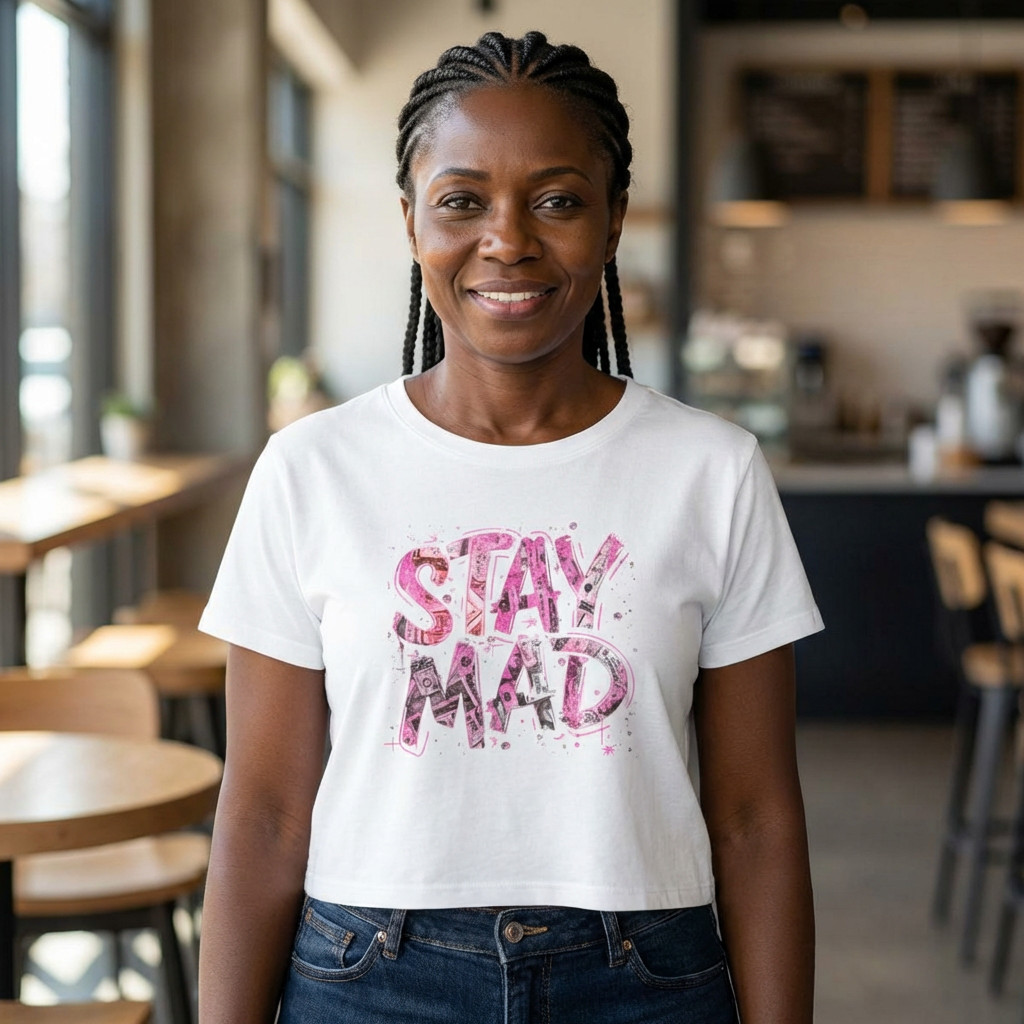 💖 STAY MAD – Pink Money Crop Top | Bold Streetwear | Soft Life Statement Tee
