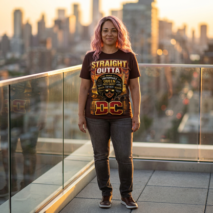 Straight Outta DC Tee — Afrocentric 'Queen' Graphic All-Over Print