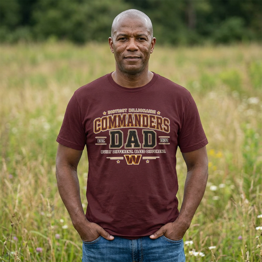 Commanders Dad T-Shirt — Built Different Football Dad Tee