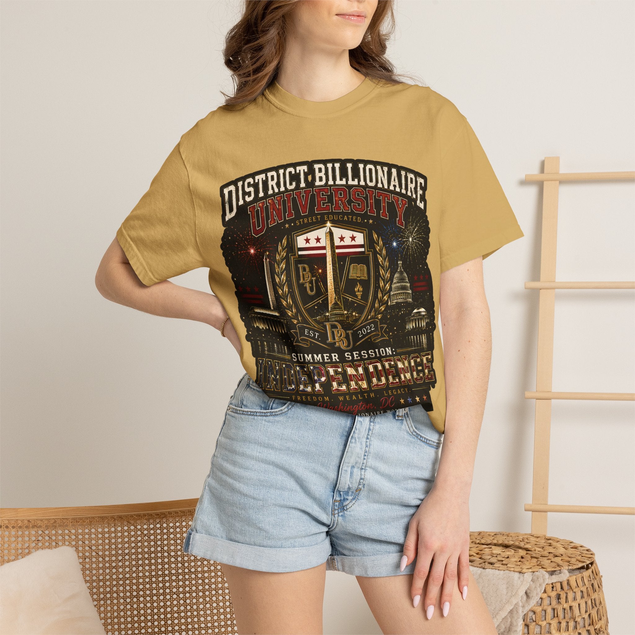 District Billionaire University Graphic T-Shirt — Vintage Collegiate Summer Session Tee