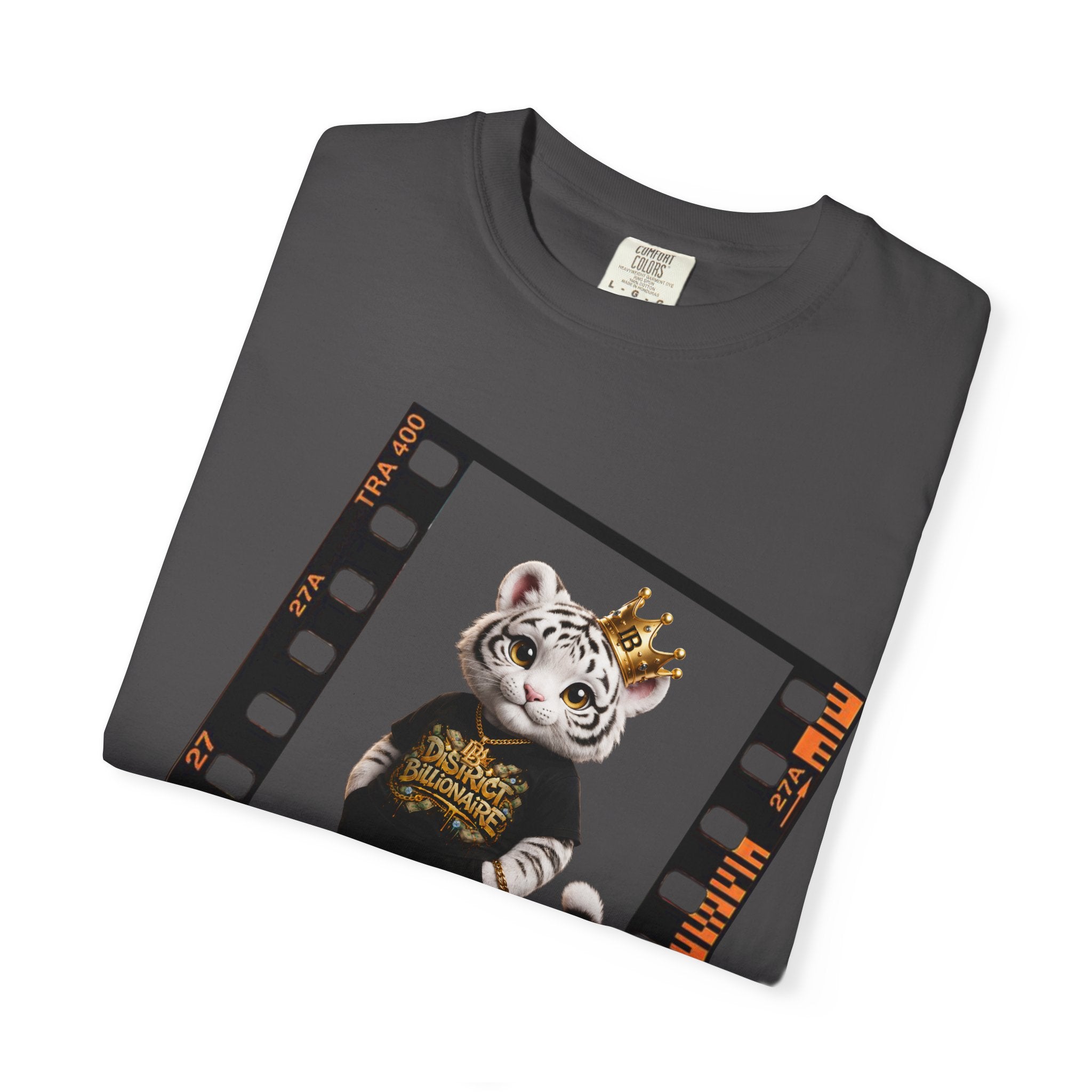 His name is Crown T-Shirt — Cute White Tiger Graphic Tee with Crown & 'Born to Be a Billionaire' Design