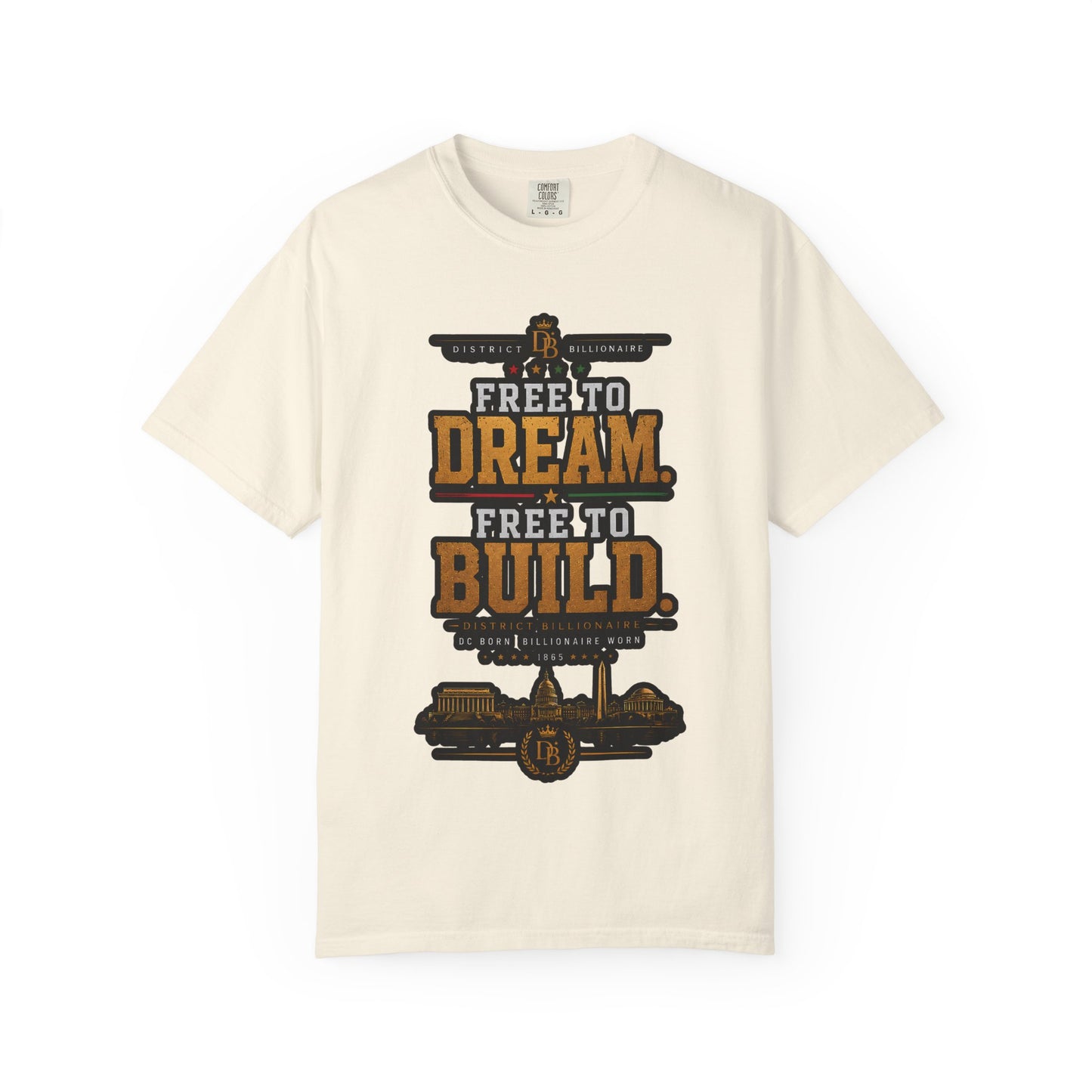 T-Shirt — Free to Dream, Free to Build Vintage Industrial Graphic