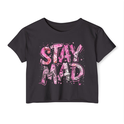 💖 STAY MAD – Pink Money Crop Top | Bold Streetwear | Soft Life Statement Tee