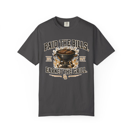 Paid the Bills, Earned the Grill T-Shirt — BBQ Grill Graphic Tee