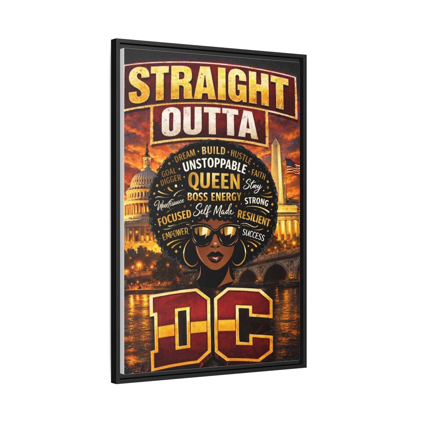 Straight Outta DC Matte Canvas Print — Unstoppable Queen Afrocentric Wall Art, Framed