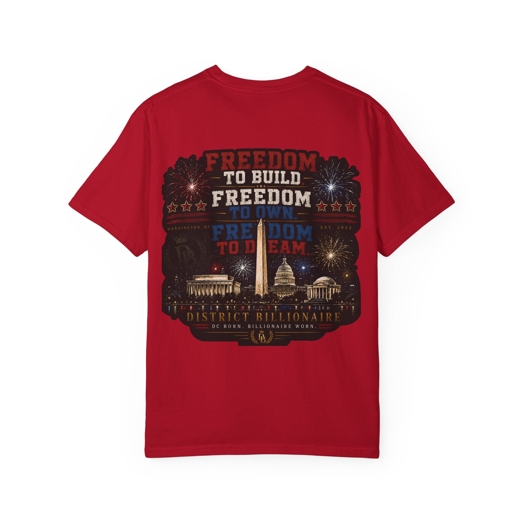 Freedom To Build Graphic T-Shirt — Patriotic Washington D.C. Nightscape