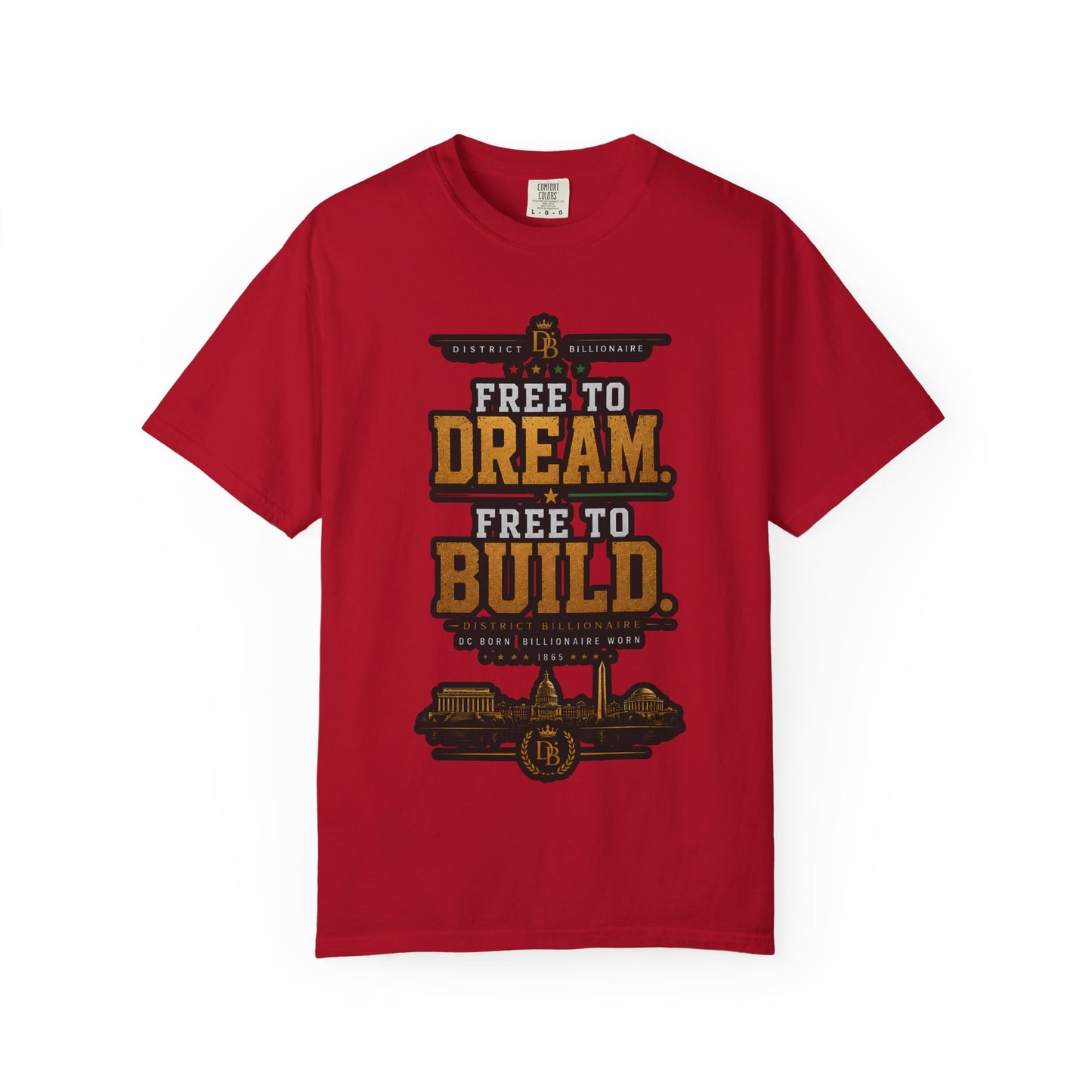 T-Shirt — Free to Dream, Free to Build Vintage Industrial Graphic