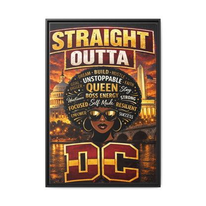 Straight Outta DC Matte Canvas Print — Unstoppable Queen Afrocentric Wall Art, Framed