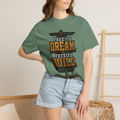 T-Shirt — Free to Dream, Free to Build Vintage Industrial Graphic