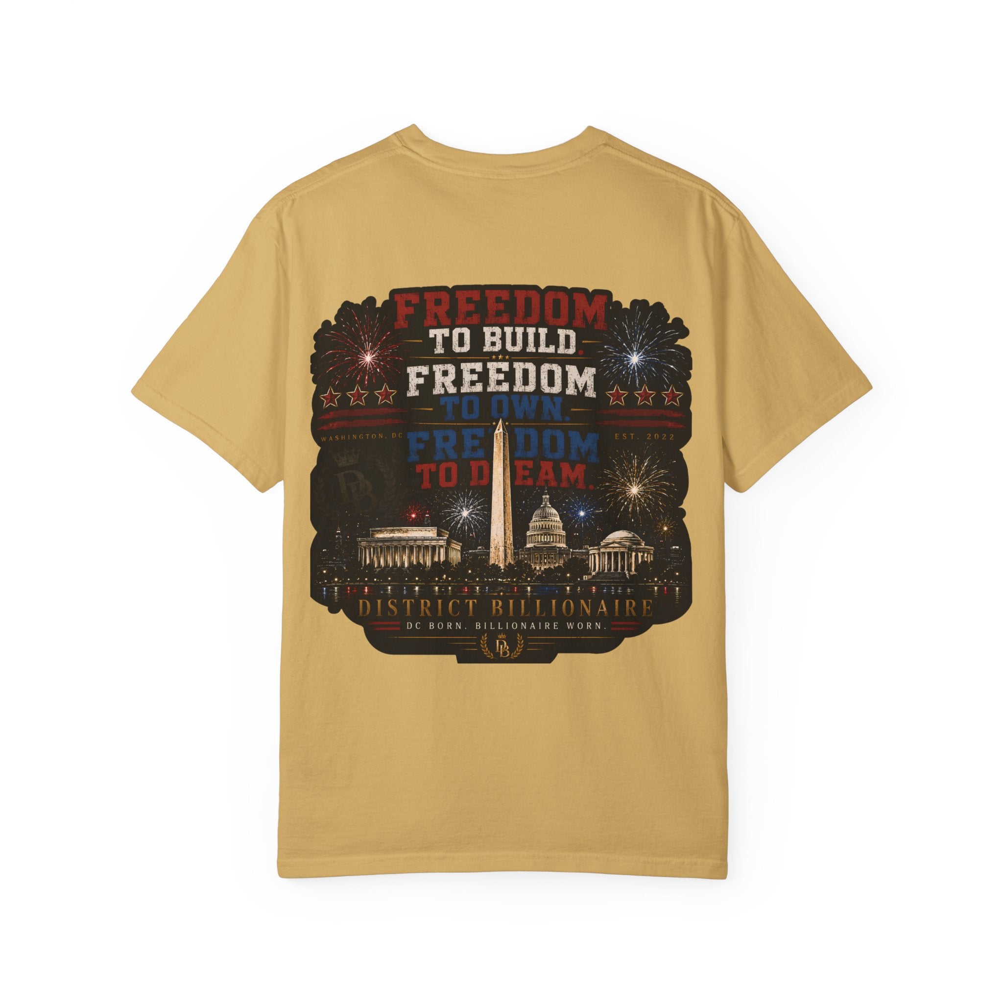 Freedom To Build Graphic T-Shirt — Patriotic Washington D.C. Nightscape