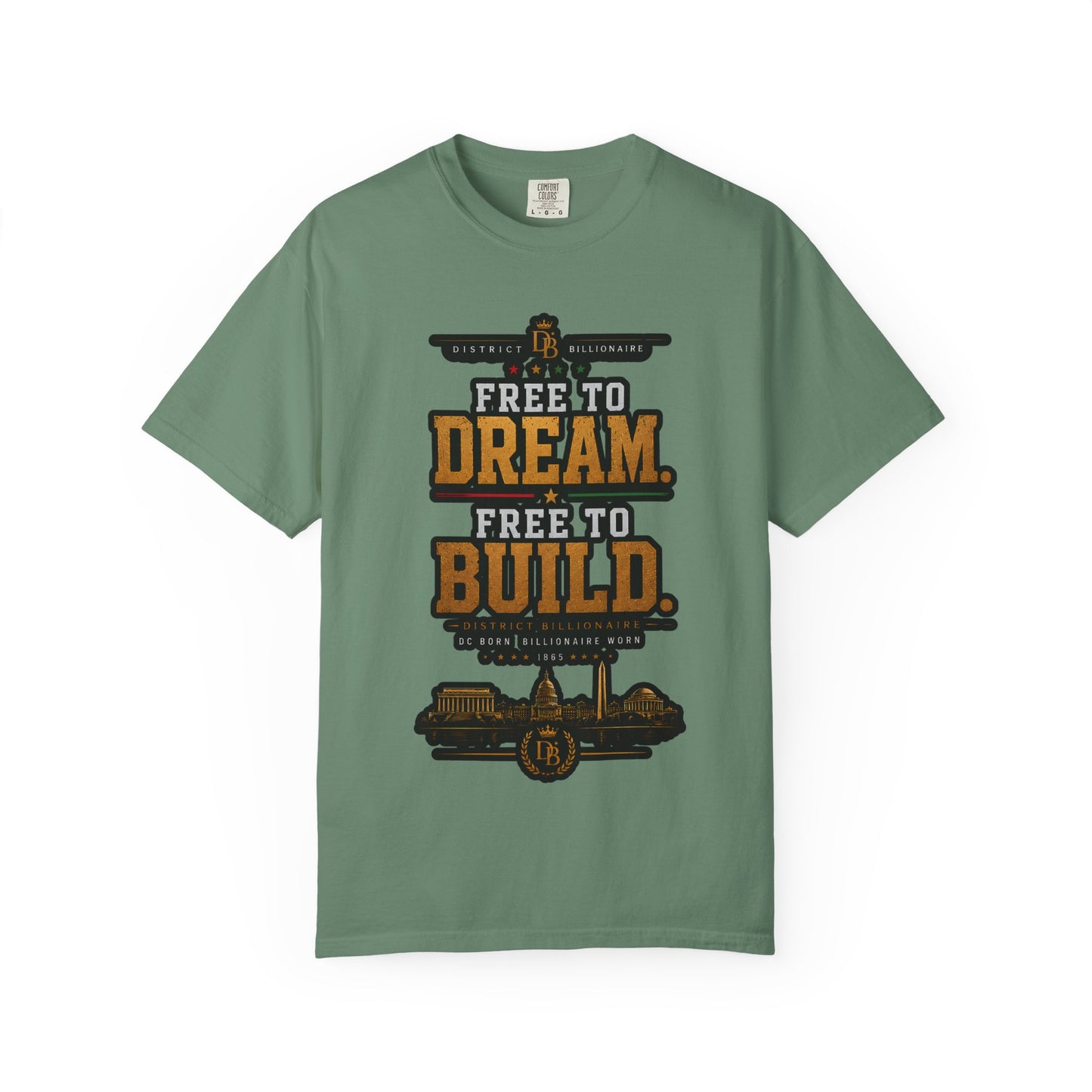 T-Shirt — Free to Dream, Free to Build Vintage Industrial Graphic